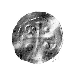 Otto II-III 973-1002, denar, Aw: Krzyż; w polu trzy kul...