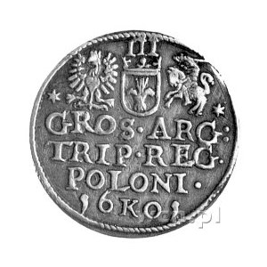 trojak 1601, Kraków, literka K pomiędzy cyframi daty, K...