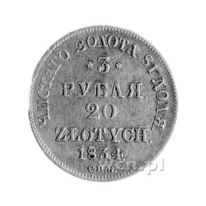 3 ruble = 20 złotych 1834, Sankt Petersburg, Plage 299,...
