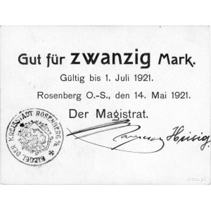 Olesno /Rosenberg/- 14.05.1921 ważne do 1.06.1921, A. G...
