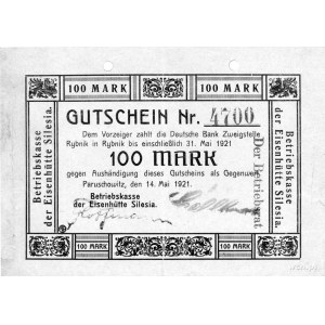 Paruszowiec /Paruschowitz/- 100 marek 14.05.1921 ważne ...