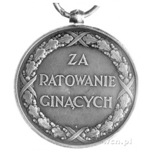 medal Za Ratowanie Ginących, Aw: Orzeł i napis Rzeczpos...