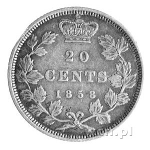 20 centów 1858, Aw: Głowa królowej Wiktorii, Rw: Nomina...