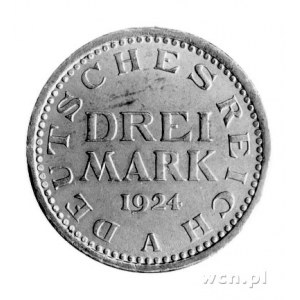 3 marki 1924-A, obiegowe, J. 312.