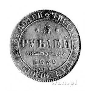 5 rubli 1839, Sankt Petersburg, Aw: Orzeł dwugłowy, Rw:...