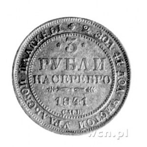 3 ruble 1841, Sankt Petersburg, Aw: Orzeł dwugłowy, Rw:...