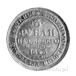 3 ruble 1843, Sankt Petersburg, platyna, waga 10,26g., ...