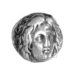 Rodos, didrachma 387- 304 pne, Aw: Głowa Heliosa trzy c...