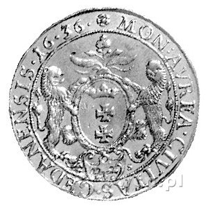 dukat 1636, Gdańsk, H-Cz 1771 R4, Fr. 15, złoto, 3,50 g...