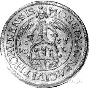 dwudukat 1665, Toruń, H-Cz 2291 R4, Fr. 59, T. 60, złot...
