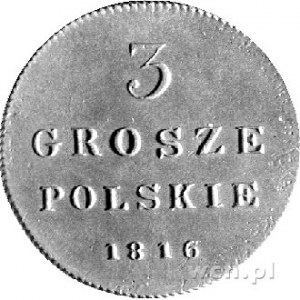 3 grosze 1816, Warszawa, Plage 149 R3, bardzo rzadka i ...