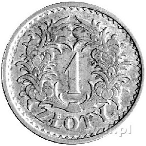1 złoty 1928, znak mennicy warszawskiej na rewersie po ...