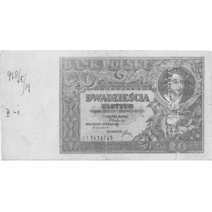 20 złotych 20.06.1931, Pick 73, perforowany napis FAŁSZ...