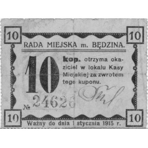 Będzin- 10 kopiejek ważne do 1.01.1915 emitowane przez ...