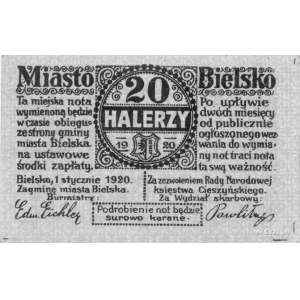 Bielsko- 10 i 20 halerzy 1.01.1920 emitowane przez Gmin...