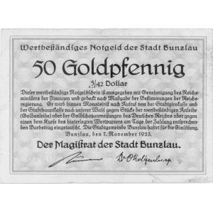 Bolesławiec (Bunzlau)- 50 fenigów w złocie 7.11.1923 em...