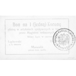 Nowy Sącz- bony na 1 koronę 1918 w czterech odmianach k...