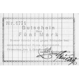 Otmuchów (Ottmachau)- 5 marek 1.10.1922 emitowane przez...