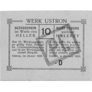 Ustroń- bilet poboru wartości 10 halerzy (styczeń 1920)...