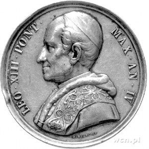 medal papieża Leona XIII 1881 r., Aw: Popiersie papieża...