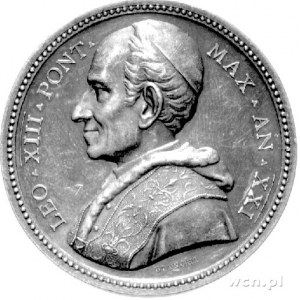 medal papieża Leona XIII 1893 r., Aw: Popiersie papieża...