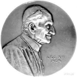 medal papieża Leona XIII 1900 r., Aw: Popiersie w prawo...