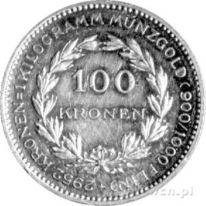 100 koron 1923, Wiedeń, Fr. 433, złoto, 33,86 g., rzadk...