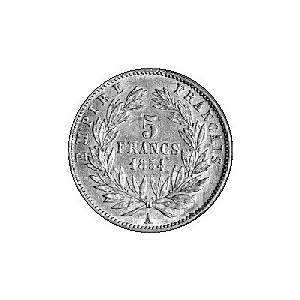 5 franków 1854, Paryż, Fr. 578, złoto, 1,60 g., rzadkie