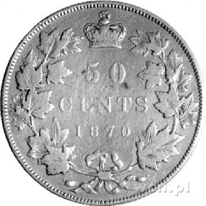 50 centów 1870, Aw: Głowa królowej Wiktorii, Rw: Nomina...