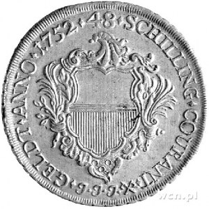 talar = 48 szylingów 1752, Aw: Orzeł cesarski, Rw: Tarc...