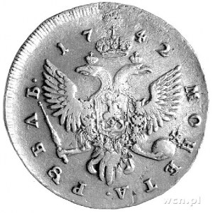 rubel 1742, Petersburg, Aw: Popiersie, Rw: Orzeł dwugło...