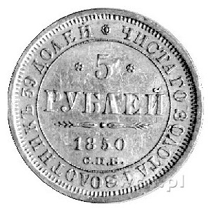 5 rubli 1850, Petersburg, Uzdenikow 0232, Fr. 138, złot...