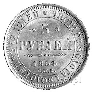 5 rubli 1854, Petersburg, Uzdenikow 0236, Fr. 138, złot...