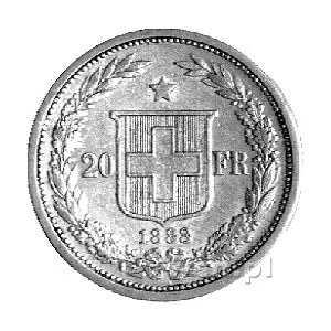 20 franków 1883, Berno, Fr. 495, złoto, 6,42 g.
