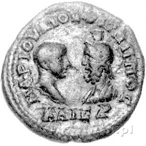 Mesembria- Tracja, AE-26, Aw: Głowy Filipa i Sarapisa z...