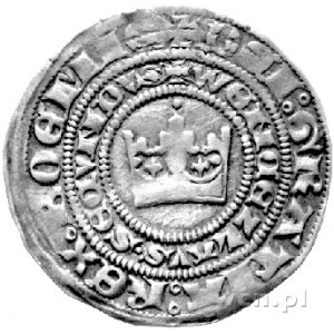 Wacław II 1300- 1305, grosz praski, Aw: Korona i podwój...