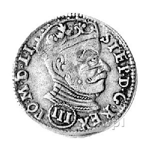 trojak 1580, Wilno, pod popiersiem cyfra III w okrągłej...