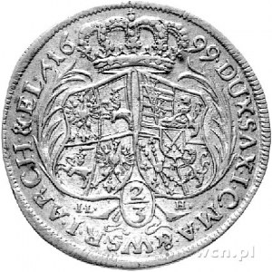 2/3 talara (gulden) 1699, Drezno, literki ILH pod tarcz...