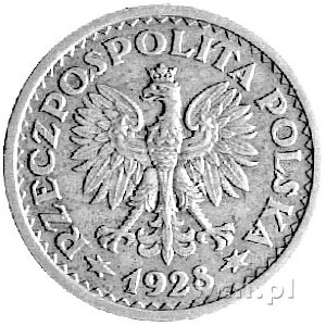 1 złoty 1928, Cyfra 1 w wieńcu, Parchimowicz P-125d, wy...