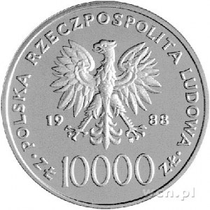10.000 złotych 1988, X Lat Pontyfikatu, na rewersie nap...