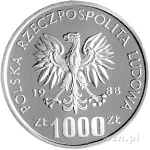 1.000 złotych 1988, Jadwiga, na rewersie napis PRÓBA, P...