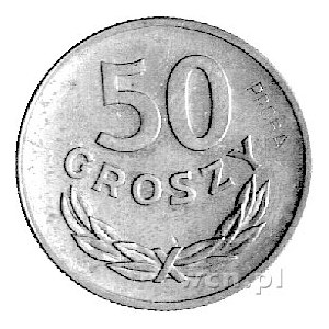 50 groszy 1949, na rewersie wklęsły napis PRÓBA, Parchi...