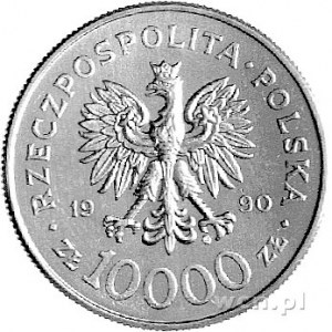 10.000 złotych 1990, Solidarność, na rewersie napis PRÓ...