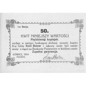 Łowicz- 5, 10, 20, 50 kopiejek 1914 emitowane przez kup...