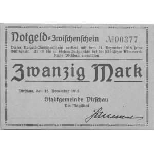 Tczew (Dirschau)- 5 i 20 marek 15.11.1918 ważne do 31.1...