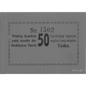 Turek- 50 kopiejek b.r. (1914), Jabł.1754, napisy w jęz...