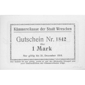 Września (Wreschen)- 1/2 i 1 marka ważne do 31.12.1914 ...