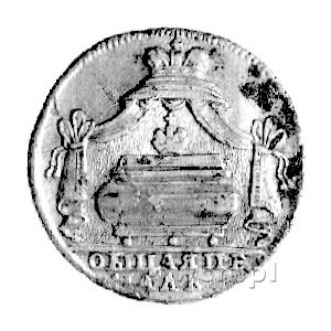 medalik z okazji śmierci Piotra I- 1725 r., Aw; Trumna ...