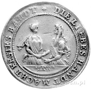 medal alegoryczny sygn. MM, Aw: Para gołębi na gałęzi i...