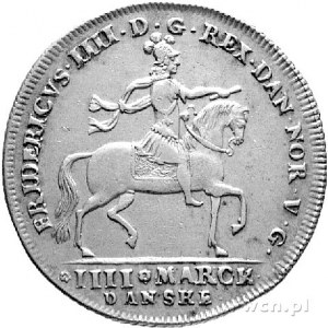 korona (4 marki) 1711, Kopenhaga, Aw: Król na koniu i n...